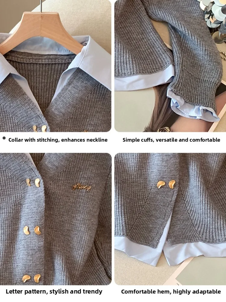 المرأة Ne محبوك سترة معطف الربط تصميم الخريف جديد Sle تخفيف النسخة الكورية سليم صالح V-ne زر التفاصيل