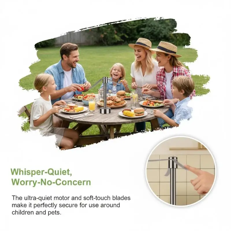 Fly Repellent Fan for Outdoor Dining Automatic Fly Trap Protects Meals from Flies Great for Camping