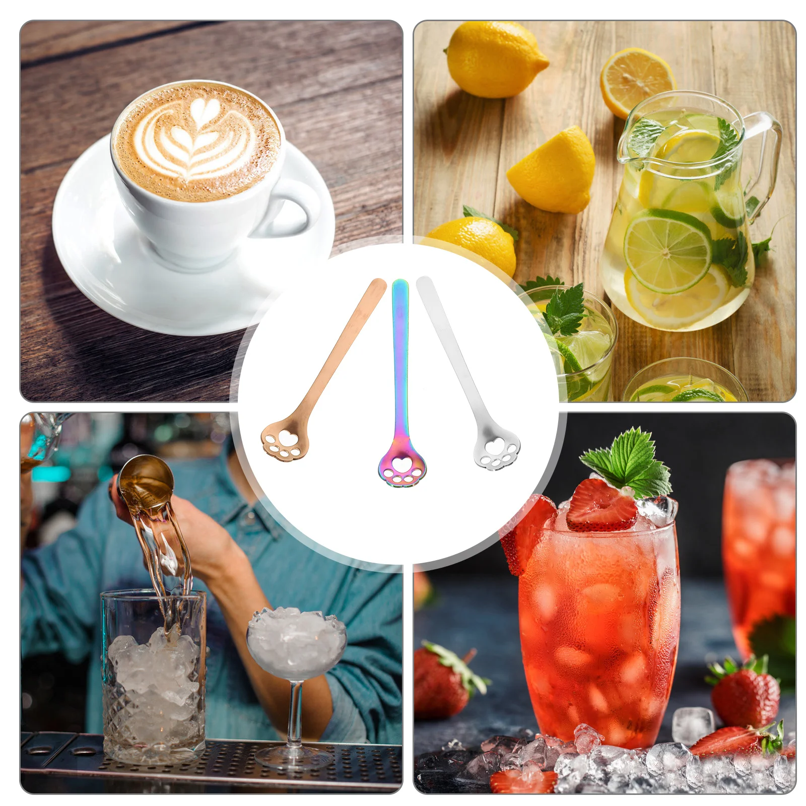 

3Pcs Stainless Steel Cat Paw Spoons Fine Workmanship Creative Appearance Suitable for Coffee Milk Tea Jam Honey