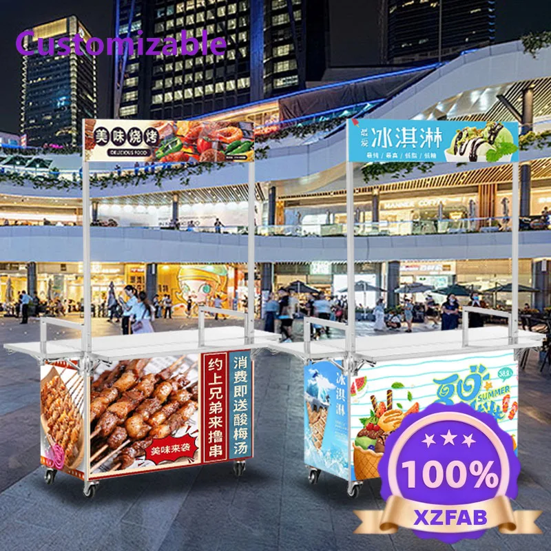 Factory Direct 2026 Top Carro plegable para puesto, camión de comida especial comercial para mercado nocturno