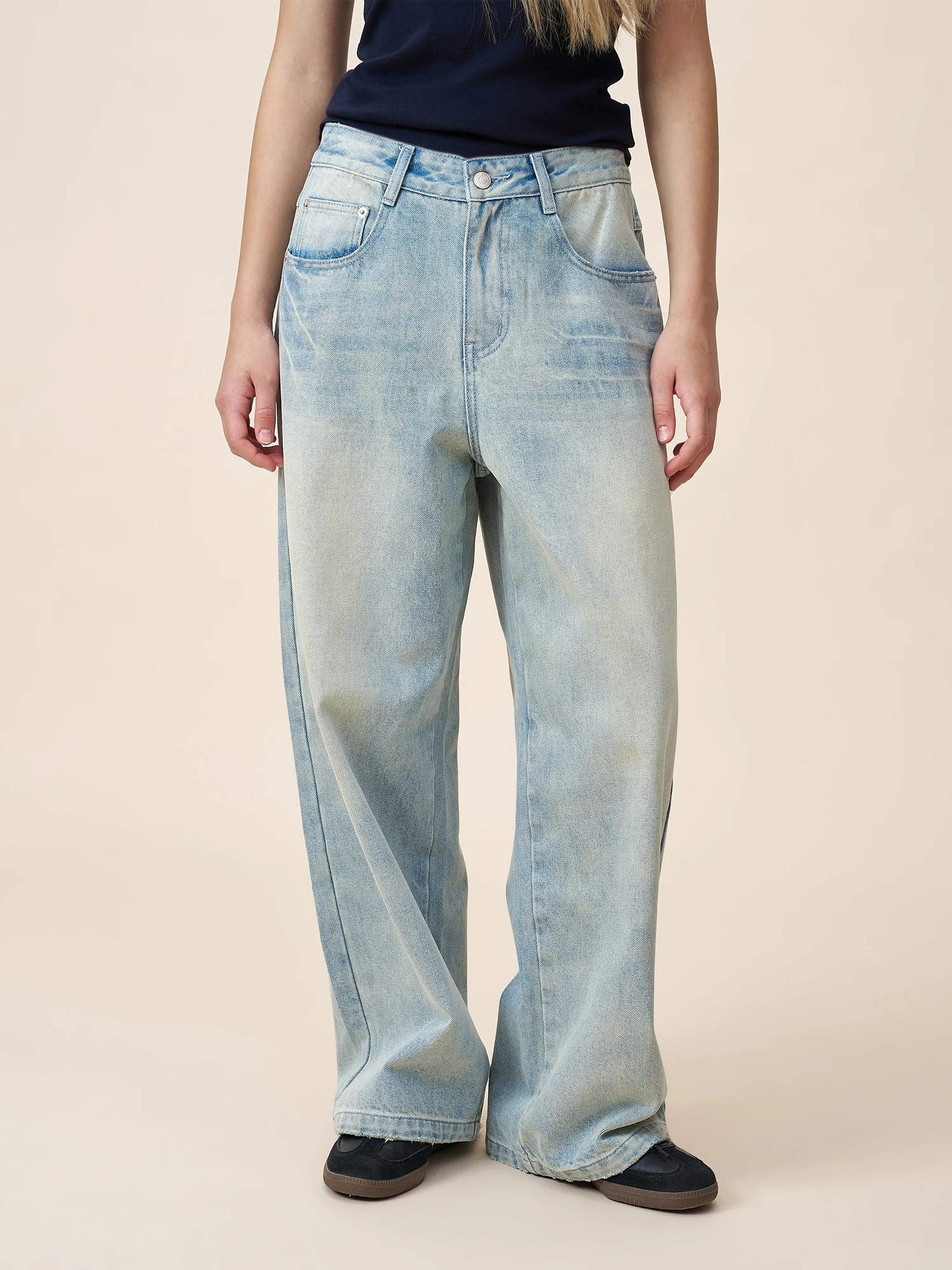 

Yescci Classic Distressed Denim Jeans Women's Autumn 2025 Versatile High Waist Cotton Long Pants Vintage Blue Girl Style