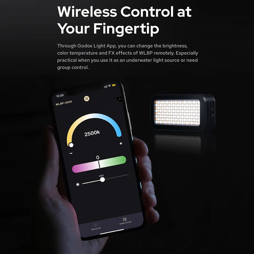 Godox wl8p led luz de vídeo fotografia preenchimento ip68 impermeável 2700k-8500k pode ser escurecido cri96 + para gravação de vídeo subaquático