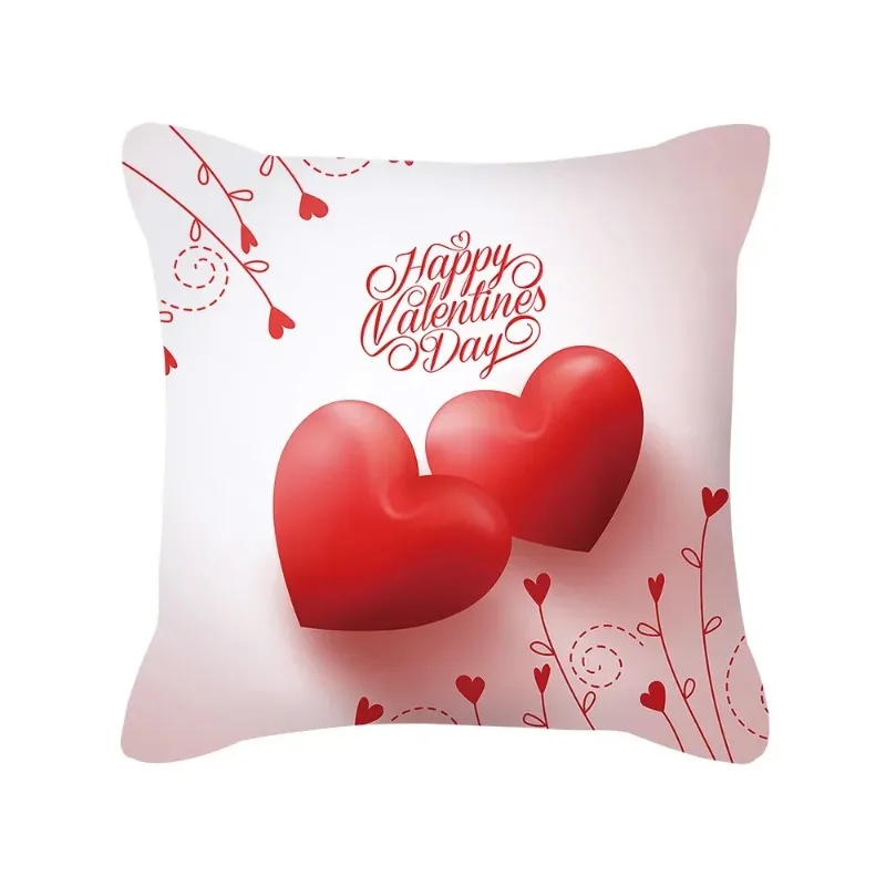 Valentine's Day Gifts Red Sweetheart Love Printed Pillowcase Heart Balloons Printed Cushion Covers Home Decorative Pillow Cover