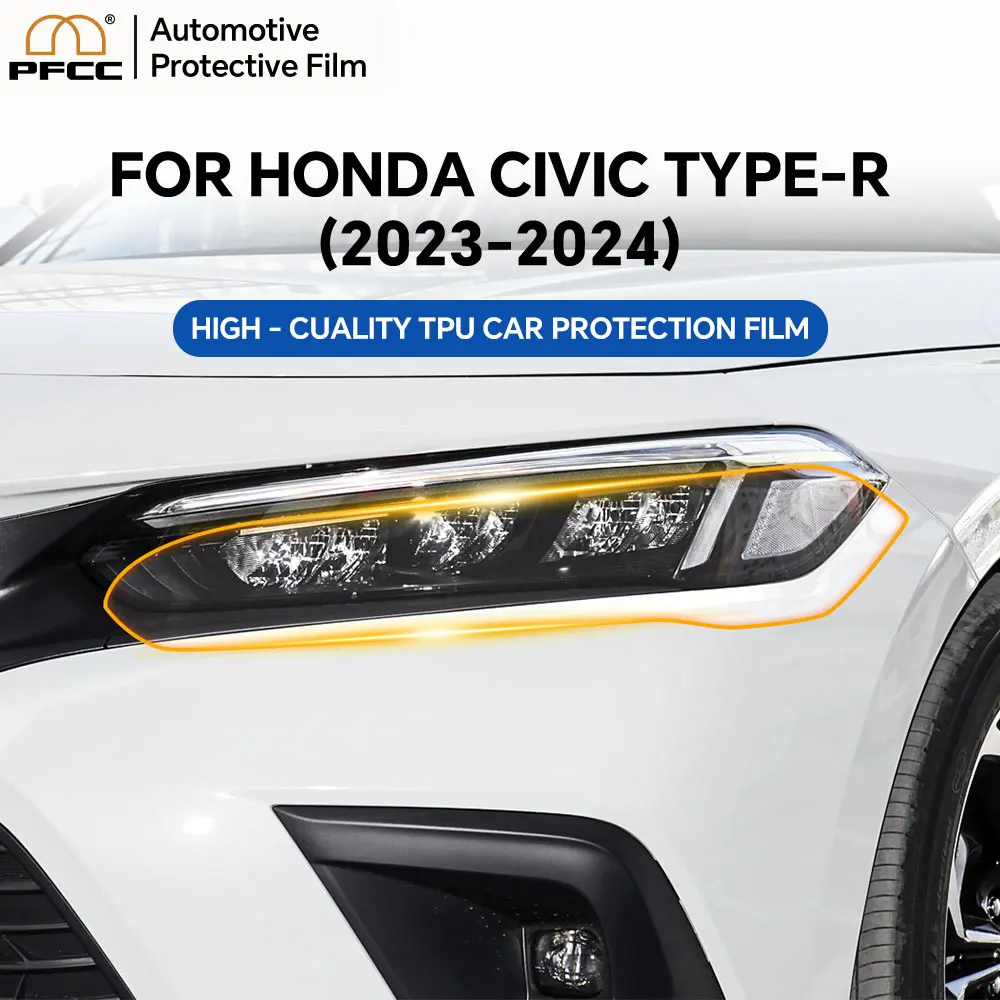 

Car Headlight Rearview Mirror TPU Paint Protection Film For Honda Civic Type R 2023 2024 Accessories Pre-cut PPF Clear Sticker