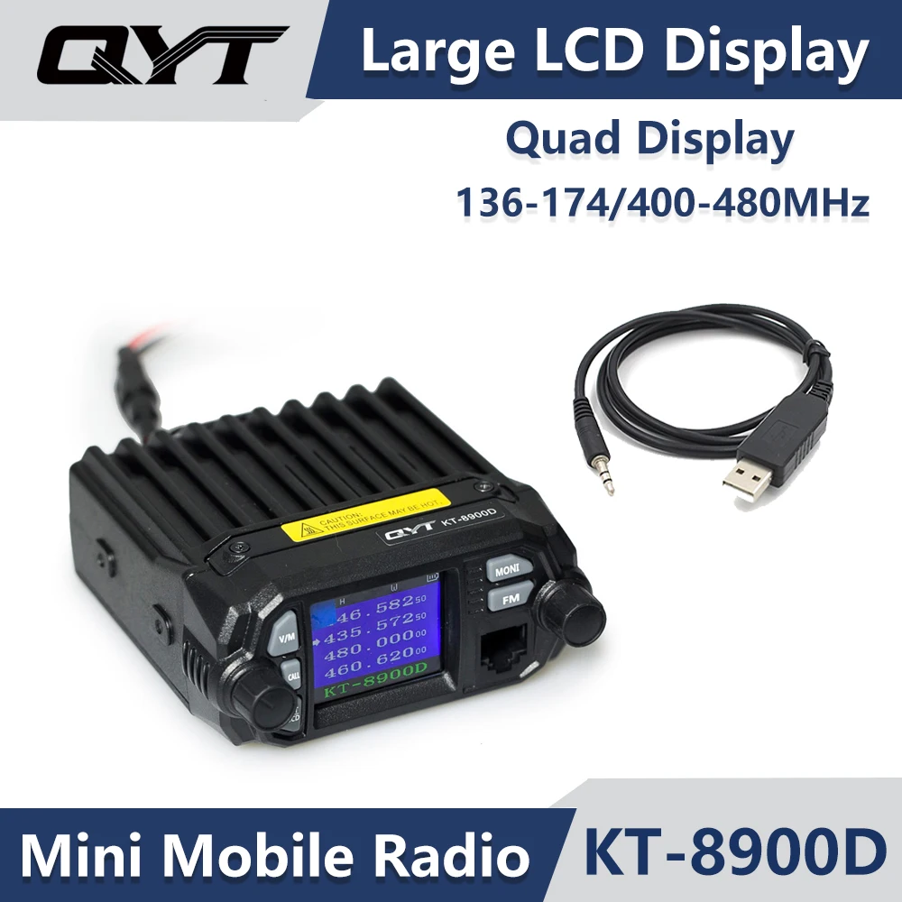 QYT KT-8900D 25W Mini Size UHF VHF Dual band Quad Standby Large LCD Display 200CH Ham Mobile Radio