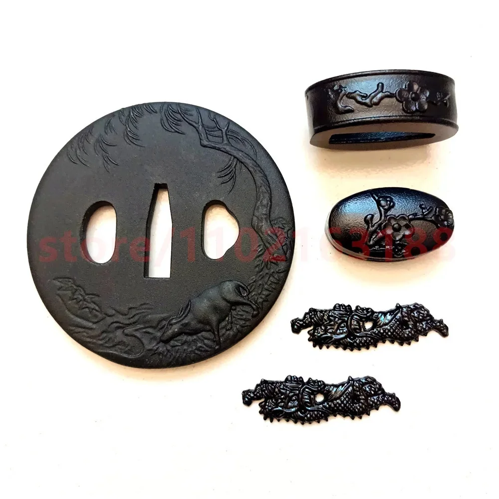 

Высококачественная стальная защита для рук Tsuba Iron Fuchi Kashira Menuki для японского настоящего японского самурая Катана, фитинги для меча, детали