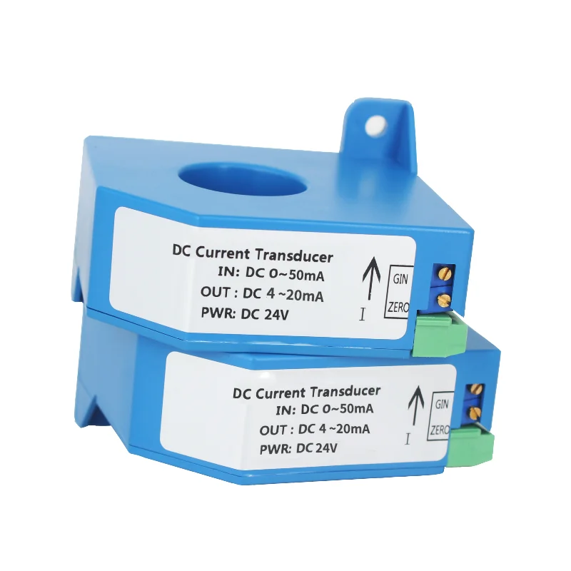 

Split Core Leakage Current Transmitter 0-50mA 100mA 1000mA Hall Current Sensor 25mm Hole 0-10V 4-20mA DC Current Transmitter