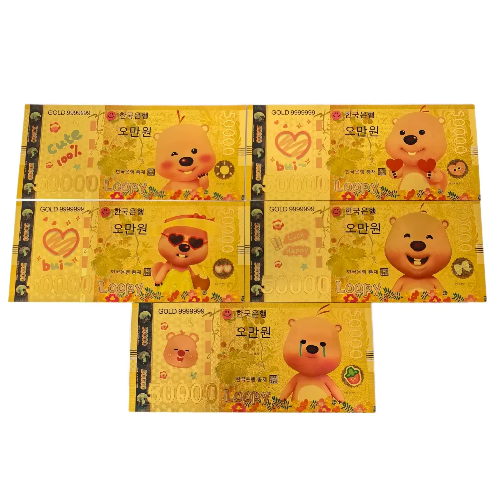 

MINISO Korea Anime Beaver Pink Loopy Gold Banknotes Sets Collection Cute Gold Card Children Birthday Gifts Cartoon Peripherals