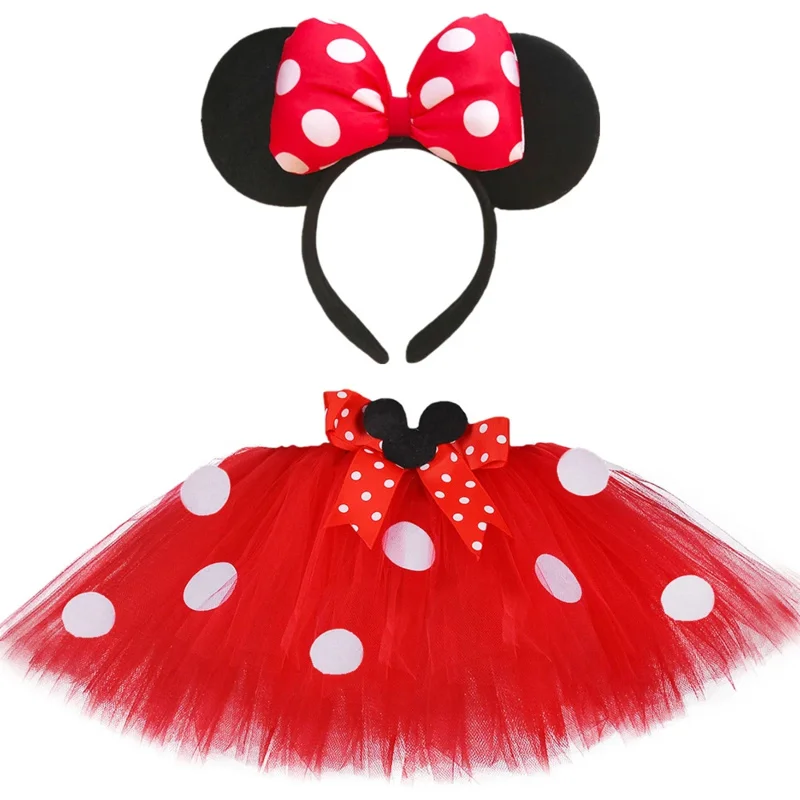 Falda de tutú de Minnie para niña, ropa de tutú, trajes de lunares, faldas de tul para niños pequeños, disfraz de Halloween y cumpleaños