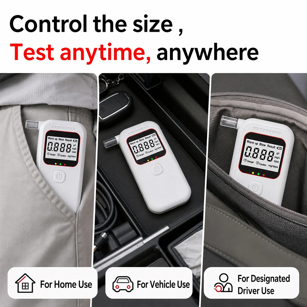 Alcohol Breathalyzer Tester with Digital LCD Display Grade Accuracy Personal Alcohol Tester for Home Use Drunk Driving Analyzer