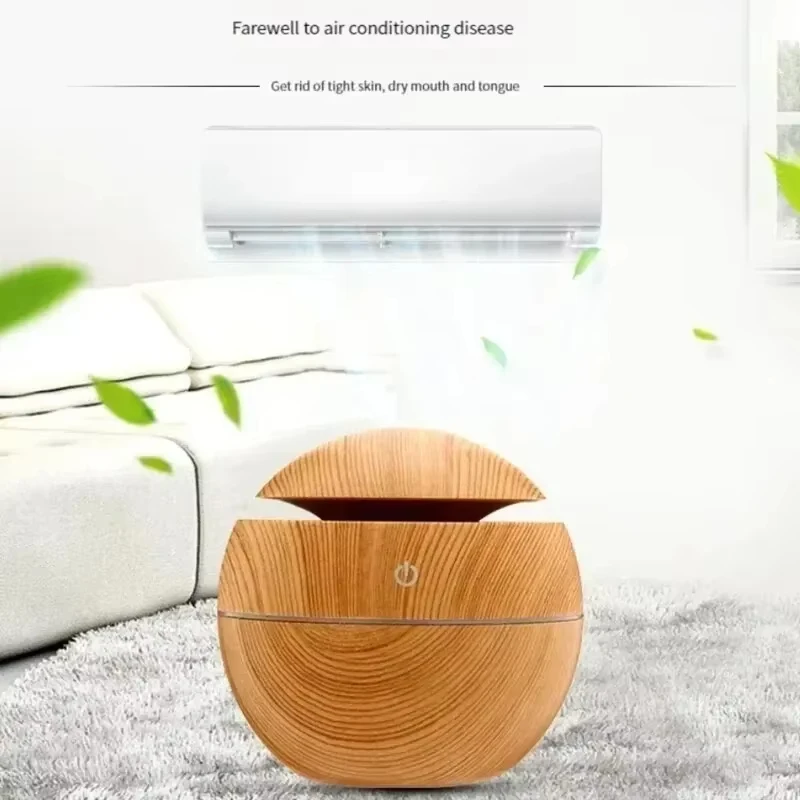 Xiaomi USB Sprayer minyak esensial ultrasonik, penyebar Aroma udara elektrik, pelembap udara, motif kayu untuk rumah, Mini