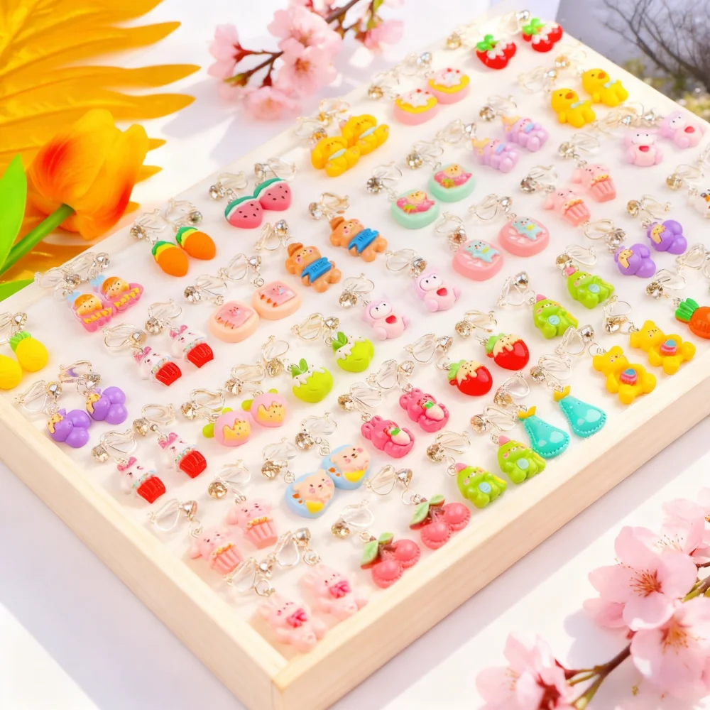 10/20Pairs/Lot New Cute Sweet Charm Fruit Strawberry Resin Earrings For Women Jewelry Trendy Party Gifts Accessories Mix Style