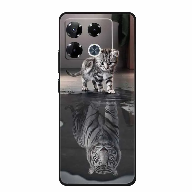 Dla Infinix Note 40 Pro etui na telefon lwa wilk czarne silikonowe miękka tylna obudowa etui do Infinix Note 40 Pro Plus Case 40Pro Plus