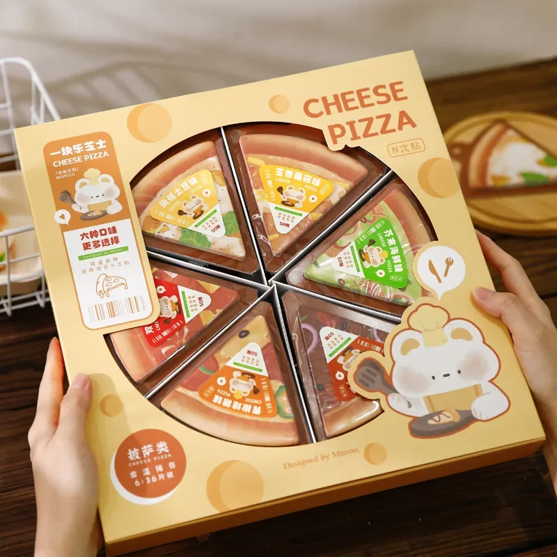 50pcs Cute Gourmet Pizza Note Material Sticker Memo Pad  Kawaii Stationery  Memo Pad  Sticky Notes