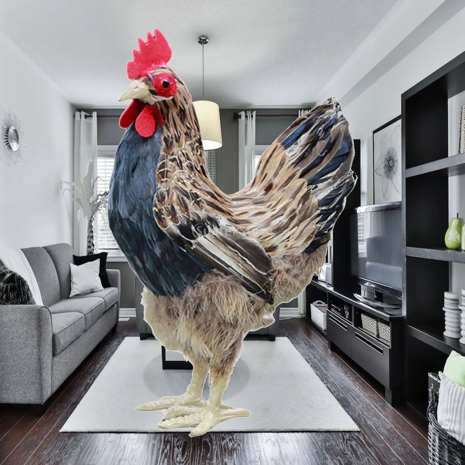 Lifelike Hen Statue Polyethylene Painted Rooster Figurine for Garden Yard Art Outdoor Decor Collectible Miniature Animal