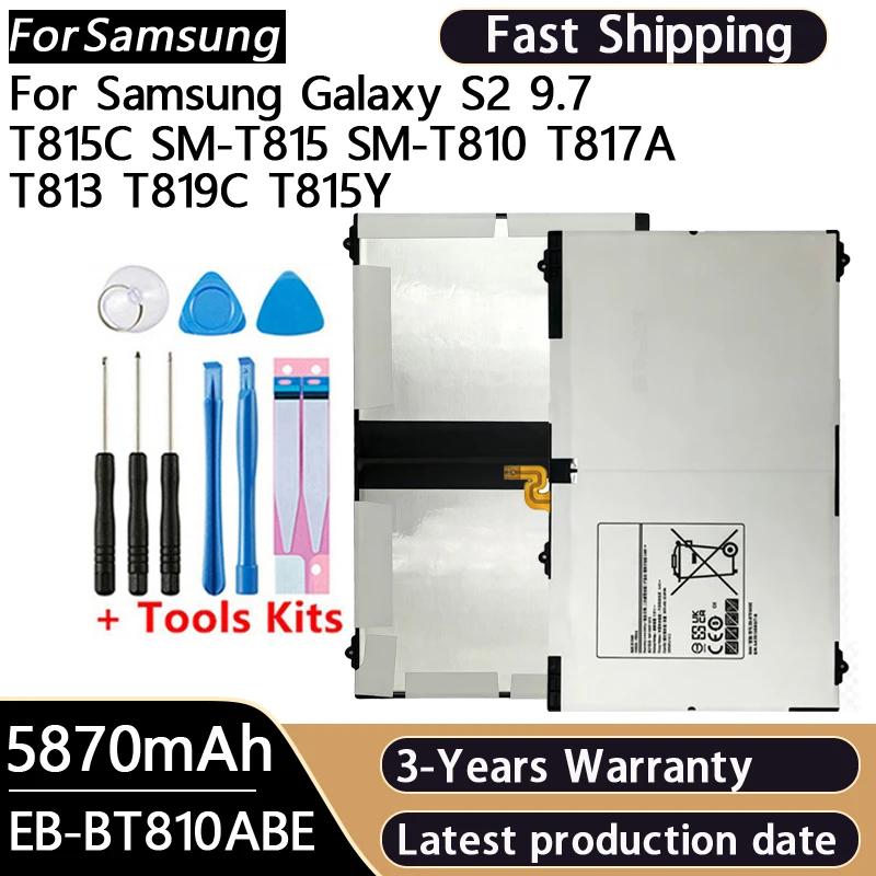 100% Tablet Battery 5870mAh EB-BT810ABE EB-BT810ABA For Samsung GALAXY Tab S2 9.7 SM-T815C SM-T810 SM-T817A SM-T813 SM-T819C