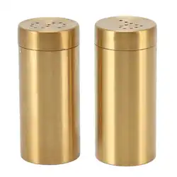 2Pcs Gold Spice Jar Stainless Steel Rustproof Screw Open Top Seasoning Shaker Bottle for Salt Sugar Pepper Paprika Spice shaker