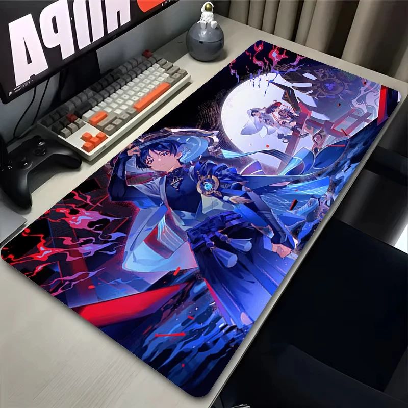 Gaming-Mauspad XXL Genshin Impact Wanderer Anime Schreibtischunterlage Tastaturzubehör Großes Mauspad Custom HD Home Office PC-Teppich