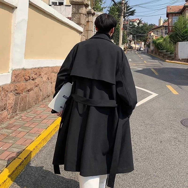 

Men's Long Loose Casual Overcoat German Style Relaxed Fit Coat Fashionable Lightweight Design Academic Style for Spring Autumn