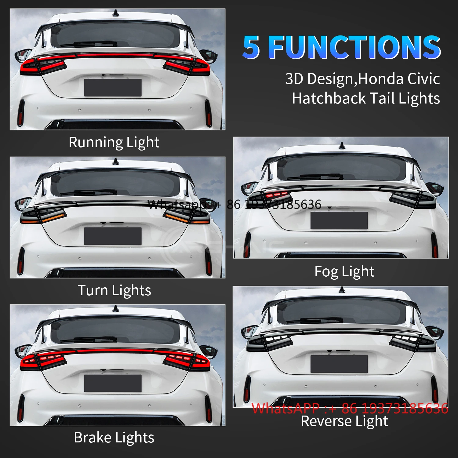 مجموعة مصابيح خلفية LED عتيقة لـ 2022-2025 سيفيك هاتشباك Type-R FL1 FL2 FL4 FL5 11th Gen Civic إشارة متتابعة الضوء الخلفي #2