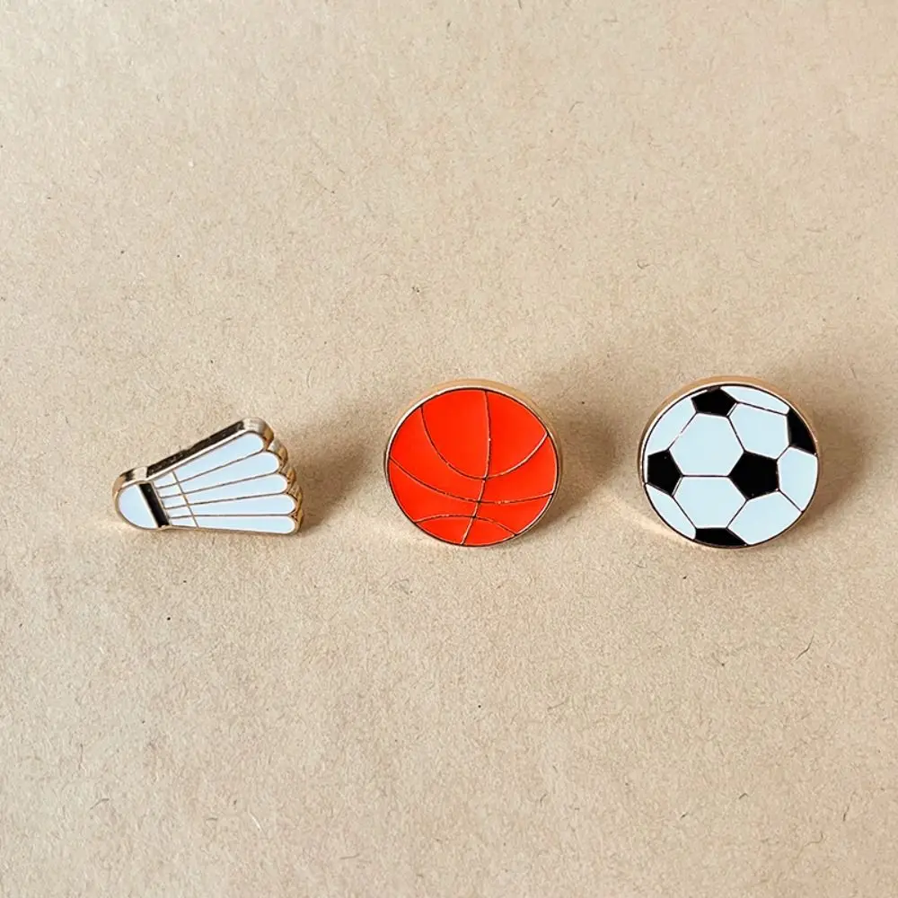 Simple Soccer Sports Ball Enamel Pin Volleyball Lapel Badge Dripping Oil Brooch Alloy Korean Style Metal Badge Shoes Buckle