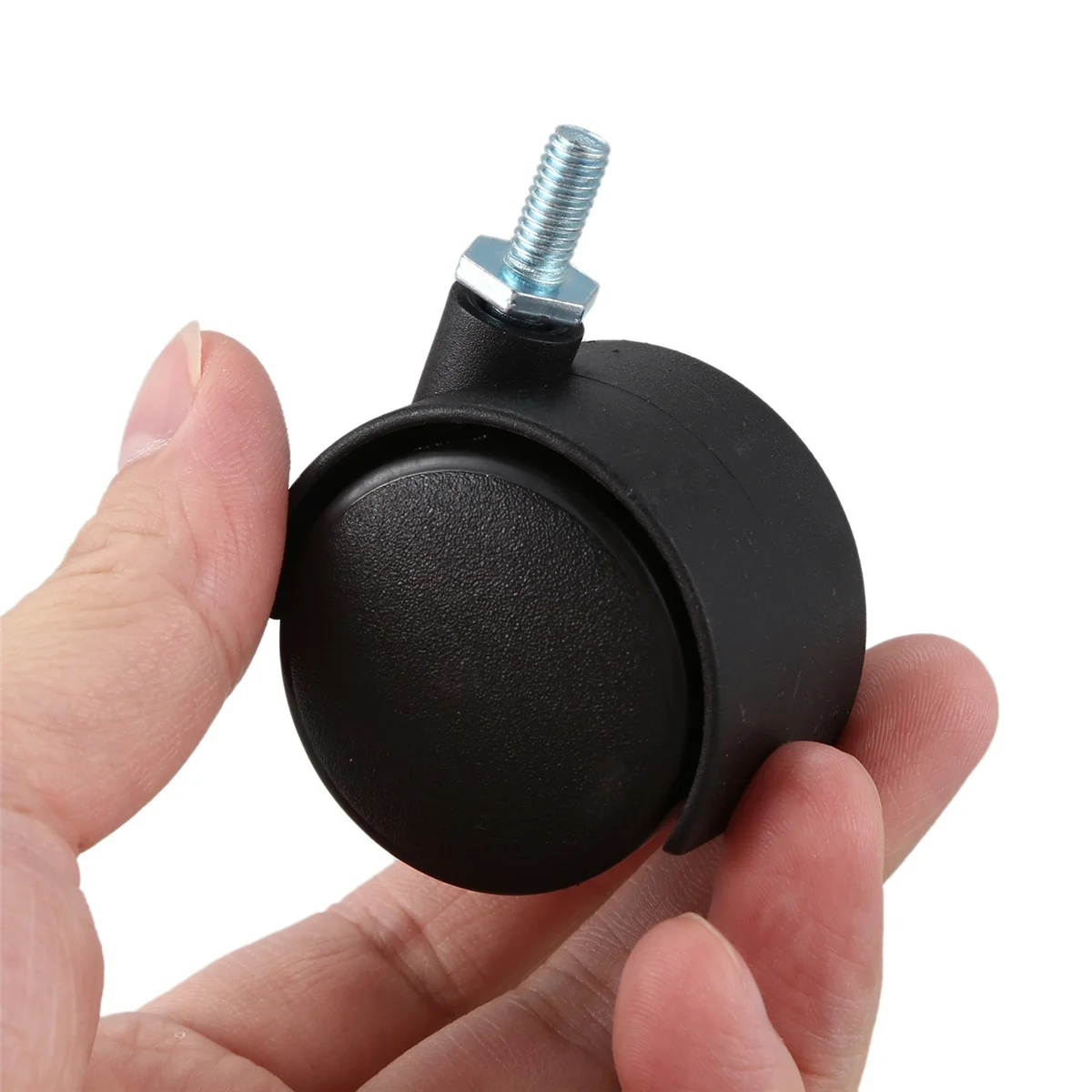 BVBV 6 مم جذع ملولب 40 مم عجلة مزدوجة قابلة للتدوير باللون الأسود