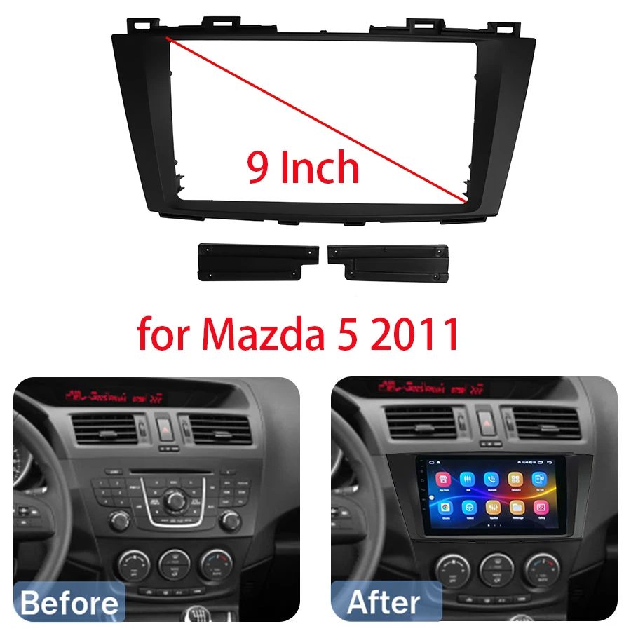 9 Inch For MAZDA 5 Premacy NISSAN Lafesta Car Radio Android Stereo MP5 Player GPS 2Din Head Unit Casing Frame Fascia Dash Cover