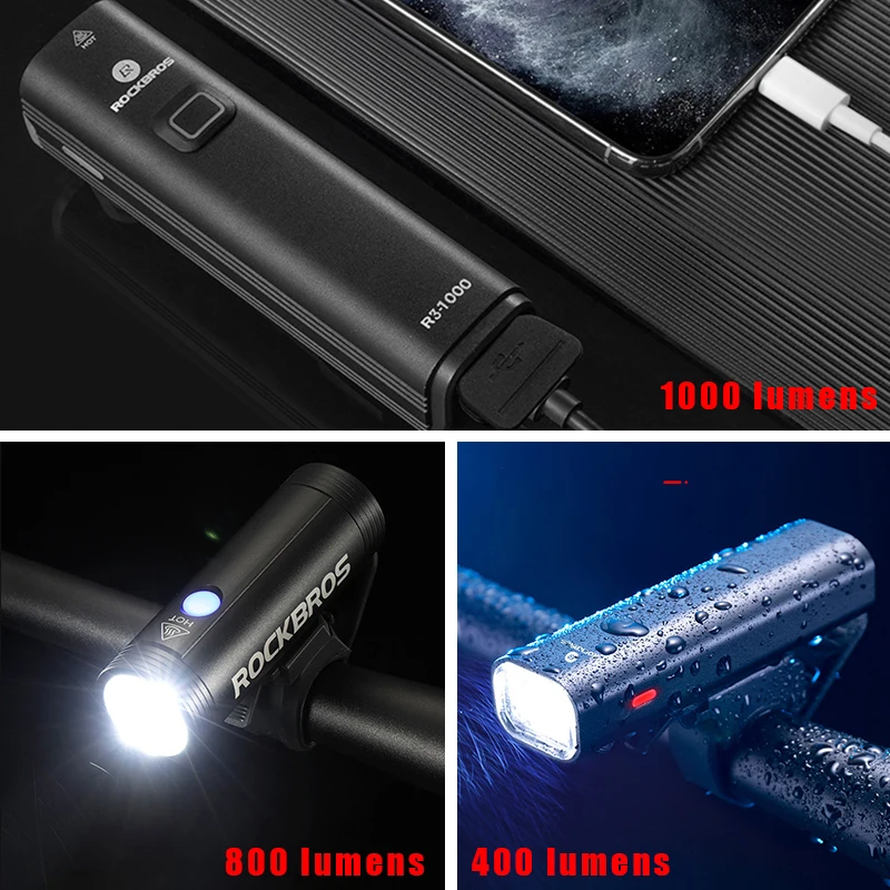 400LM 800LM 1000LM Bike Light Front Lamp USB Rechargeable LED 2000mAh 4800mAh Bicycle Light Waterproof Headlight Accessories