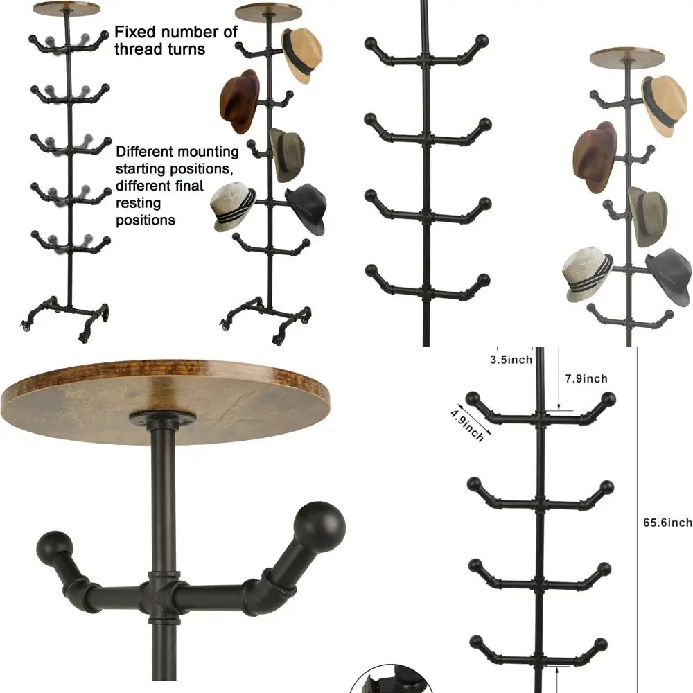 

Durable Rolling Coat Rack with 10 Hooks, Lockable Caster Wheels, Ideal for Cowboy Hats and Retail Displays