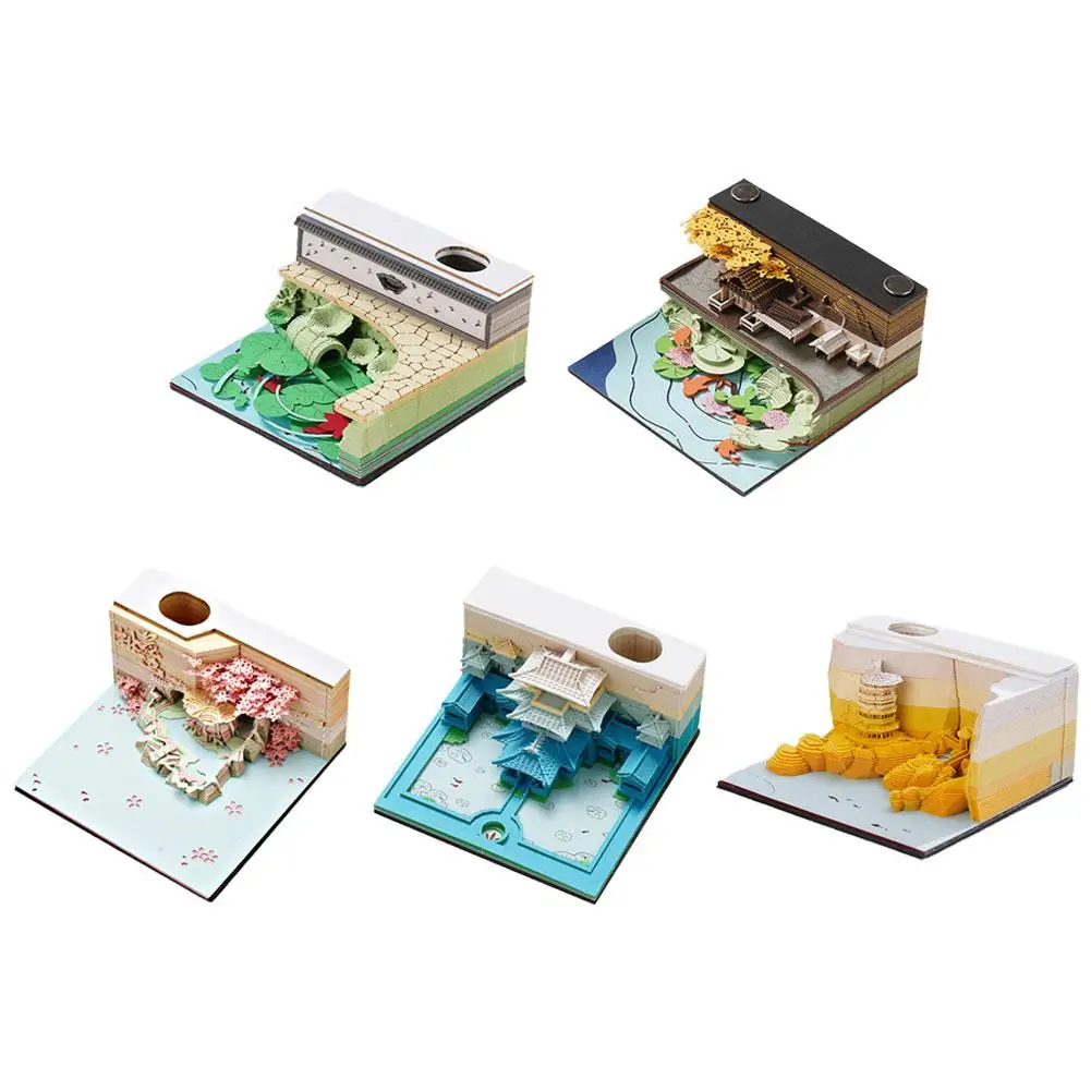 Note Desk Calendar Without Calendar Creative 3D Three-dimensional Paper Sculpture Landscape Office Desktop Decoration