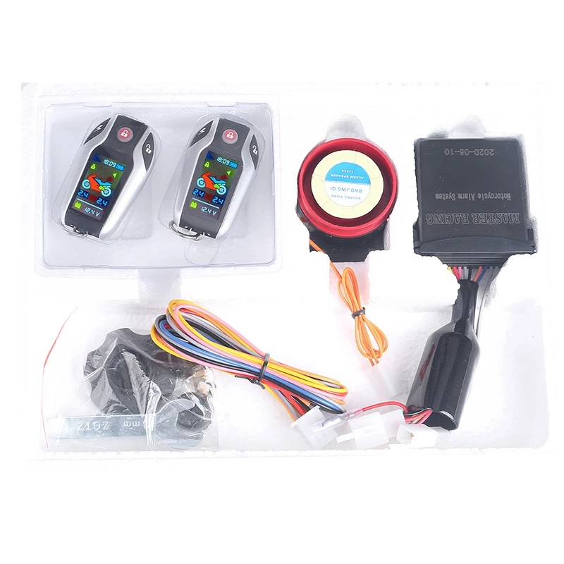 Anti-Theft Digital Motorcycle Alarm System Remote Engine Start Remote Locating LCD With Tire Pressure Alarm System