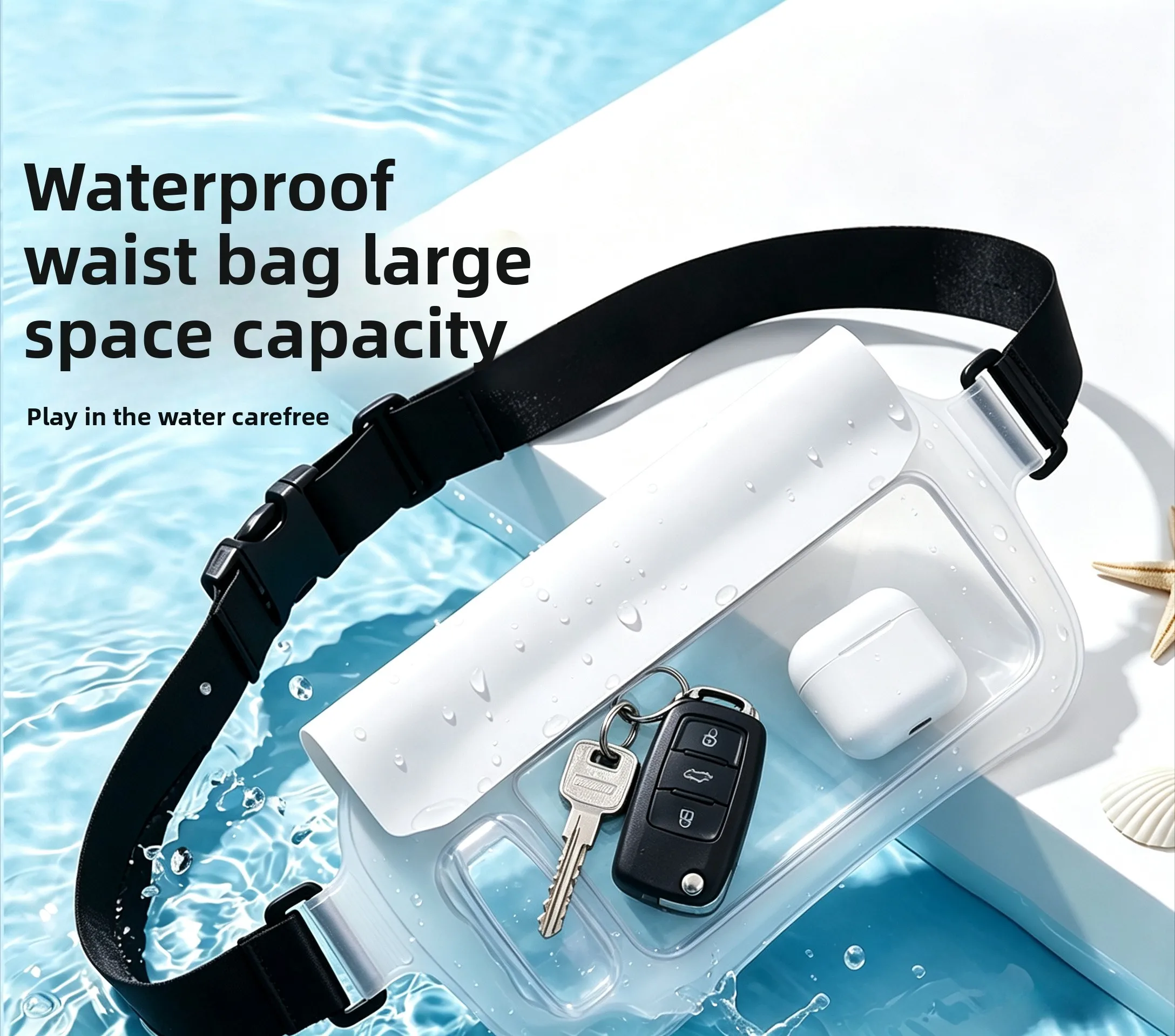 Large Touch Screen Waterproof Waist Bag Sealed Phone Dry Pouch For Swimming Drifting Snorkeling Beach Use