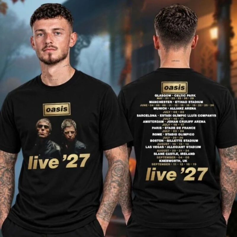 2026 New Men Women Oasis Band Future Live 27 Tokyo Concert Graphic T-shirt Front Back Print Tee