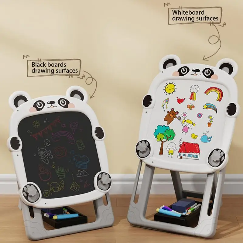 سبورة سوداء مغناطيسية قابلة للتعديل، سبورة بيضاء مغناطيسية على الوجهين، دعامة قابلة للطي، سبورة طباشير مغناطيسية ولوحة بيضاء