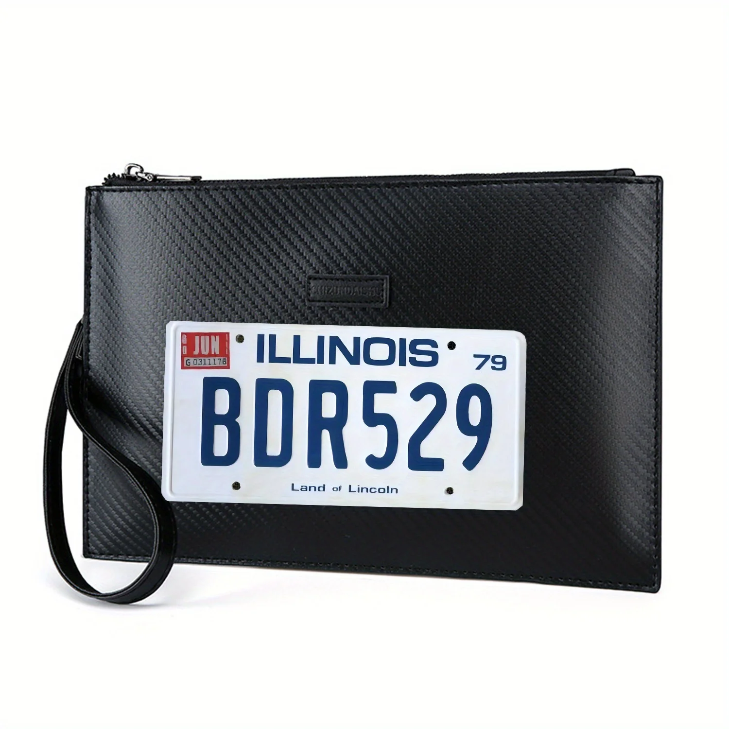 لوحة ترخيص إلينوي أرقام عتيقة حقيبة يد رجالية أنيقة مطبوعة من البولي يوريثان عصرية وعملية للحمل اليومي