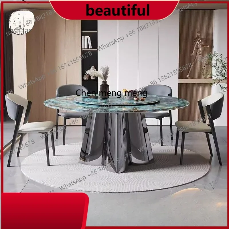 C6601 طاولة طعام فاخرة ومشرقة من ألواح الصخور وكرسي مجموعة حديثة وبسيطة لغرفة المعيشة حجر فائق البلورات مع تور