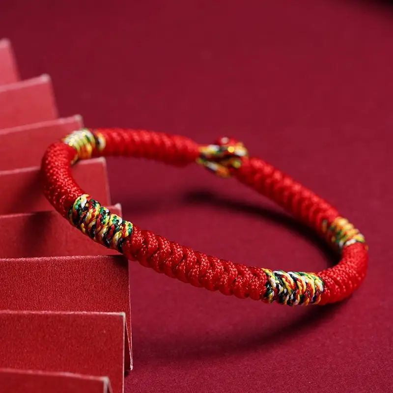 2025 Dragon Year Broken Tai Sui Hand-woven Red Rope 18cm Bracelet Amulet Tantric Ping An Knot Handstring Brings Good Luck Gift