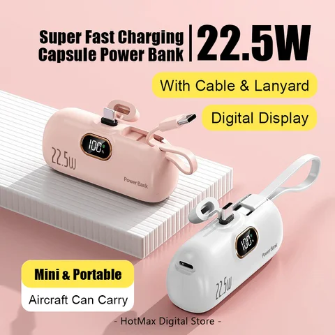 30000mAh kapselpowerbank snabbladdningsbar bärbar mobil strömförsörjning mini externt batteri för typ-C iPhone Android 10 best sales rosa powerbank - №10