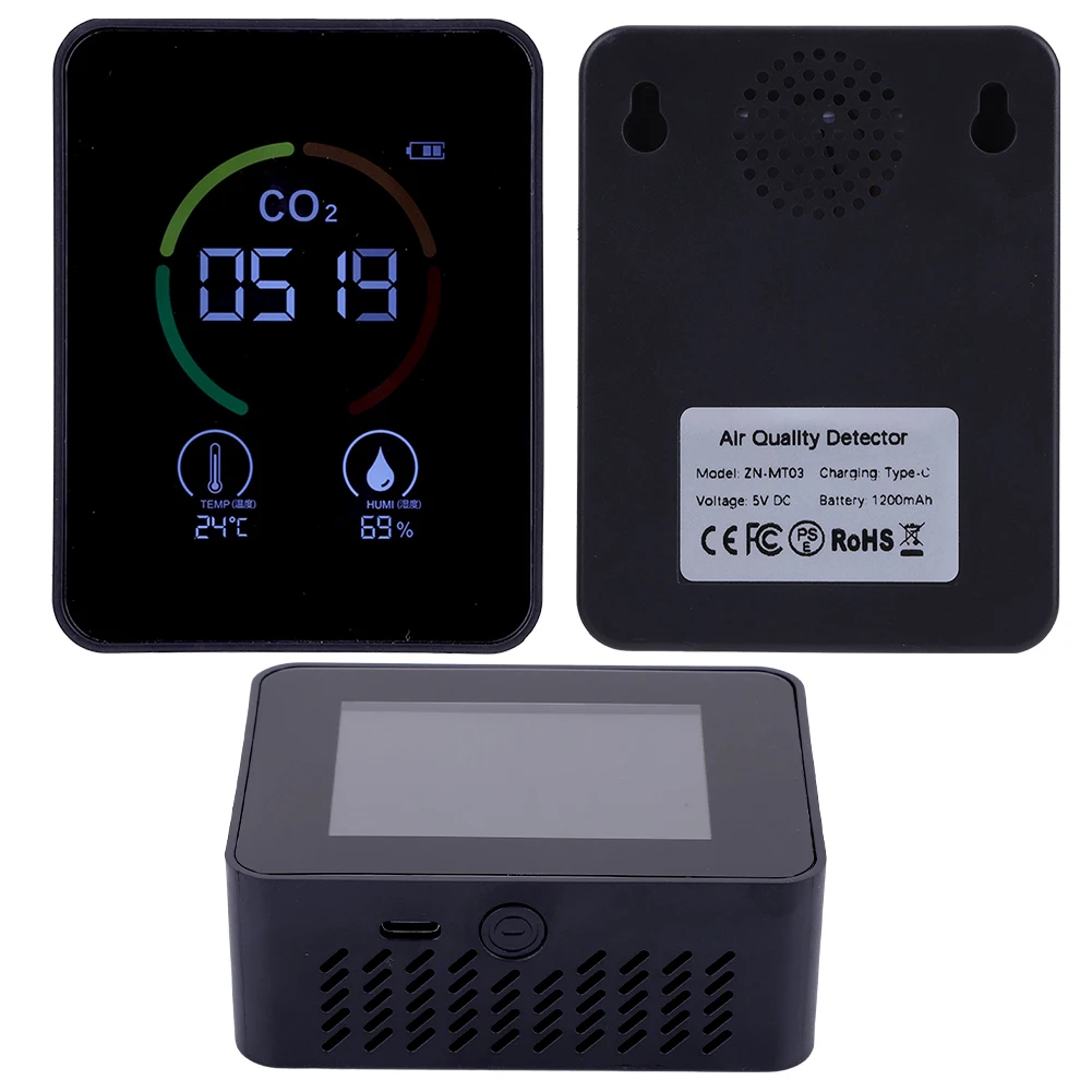 3 in 1 Digital Temperature Humidity Tester Carbon Dioxide Detector Air Quality Monitor for Home School Hotel Office Car