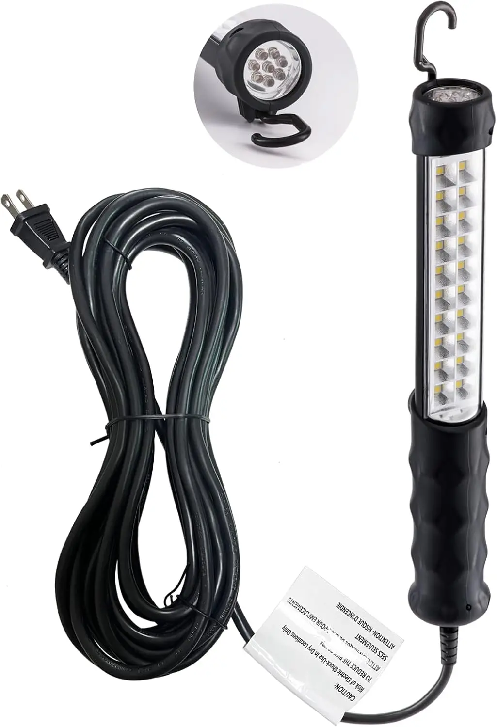 

Светодиодный рабочий фонарь 25 футов с магнитом, поворотным крючком и фонариком — ETL в списке для ремонта автомобилей, мастерской