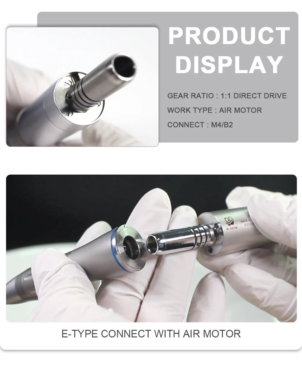 Dental Inner Water Air Motor Slow Speed Handpiece Parts AI-M204/M205 Non-LED Turbine Connector AI-M205LG LED Generator Series