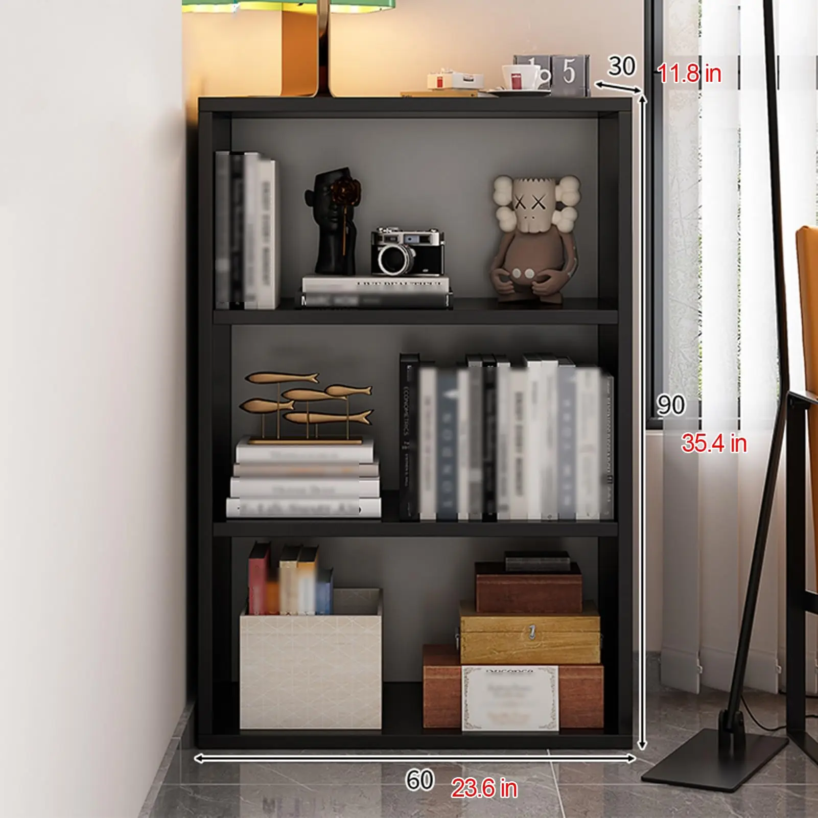 Floor-Standing Display Cabinet, Fully Open Display Case, 2-4 Layers Optional, Suitable for Study Room, Kitchen, Office