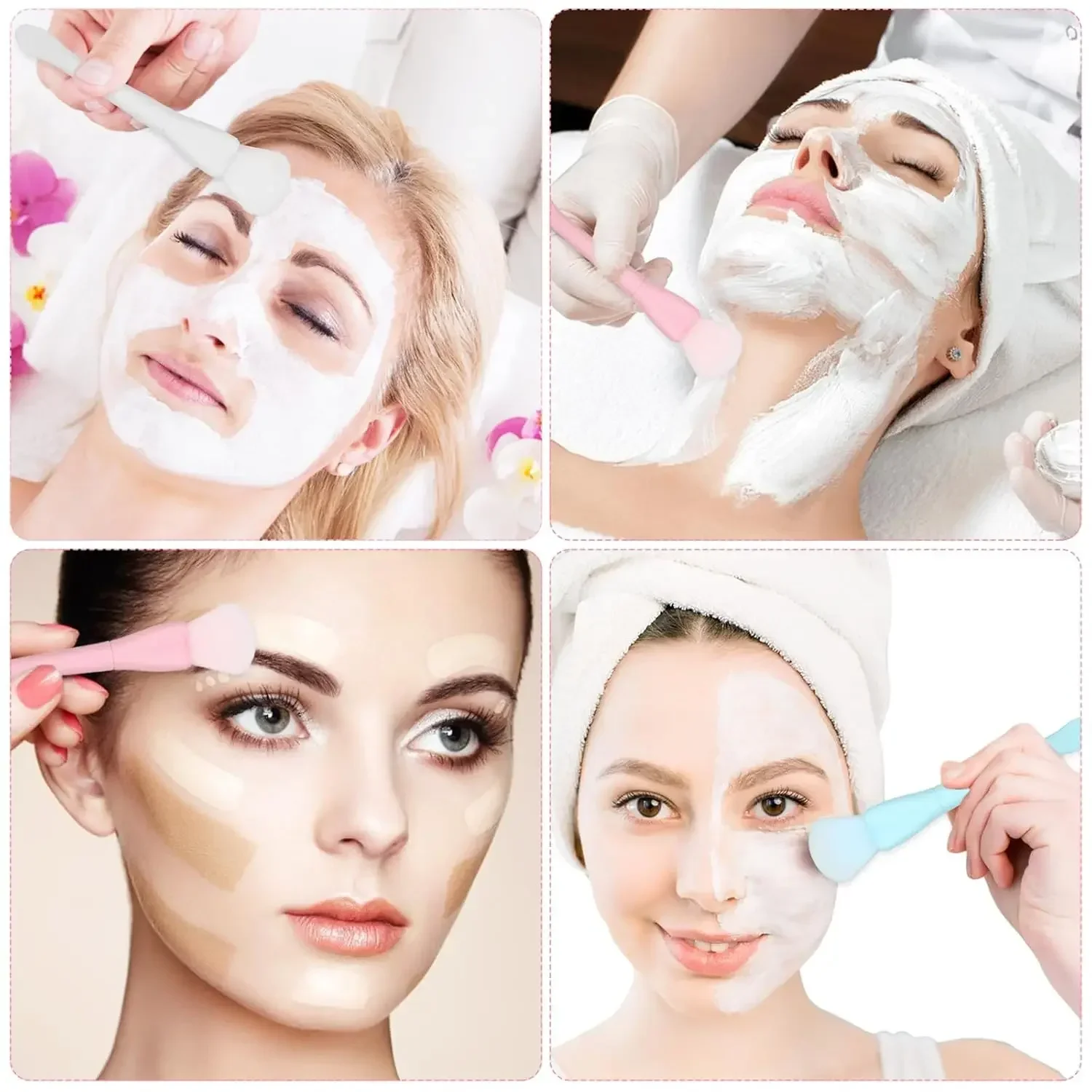 Pennello per maschera in silicone, pennello per maschera idratante portatile morbido a doppia estremità per l'applicazione di crema e lozione - Strumento di bellezza
