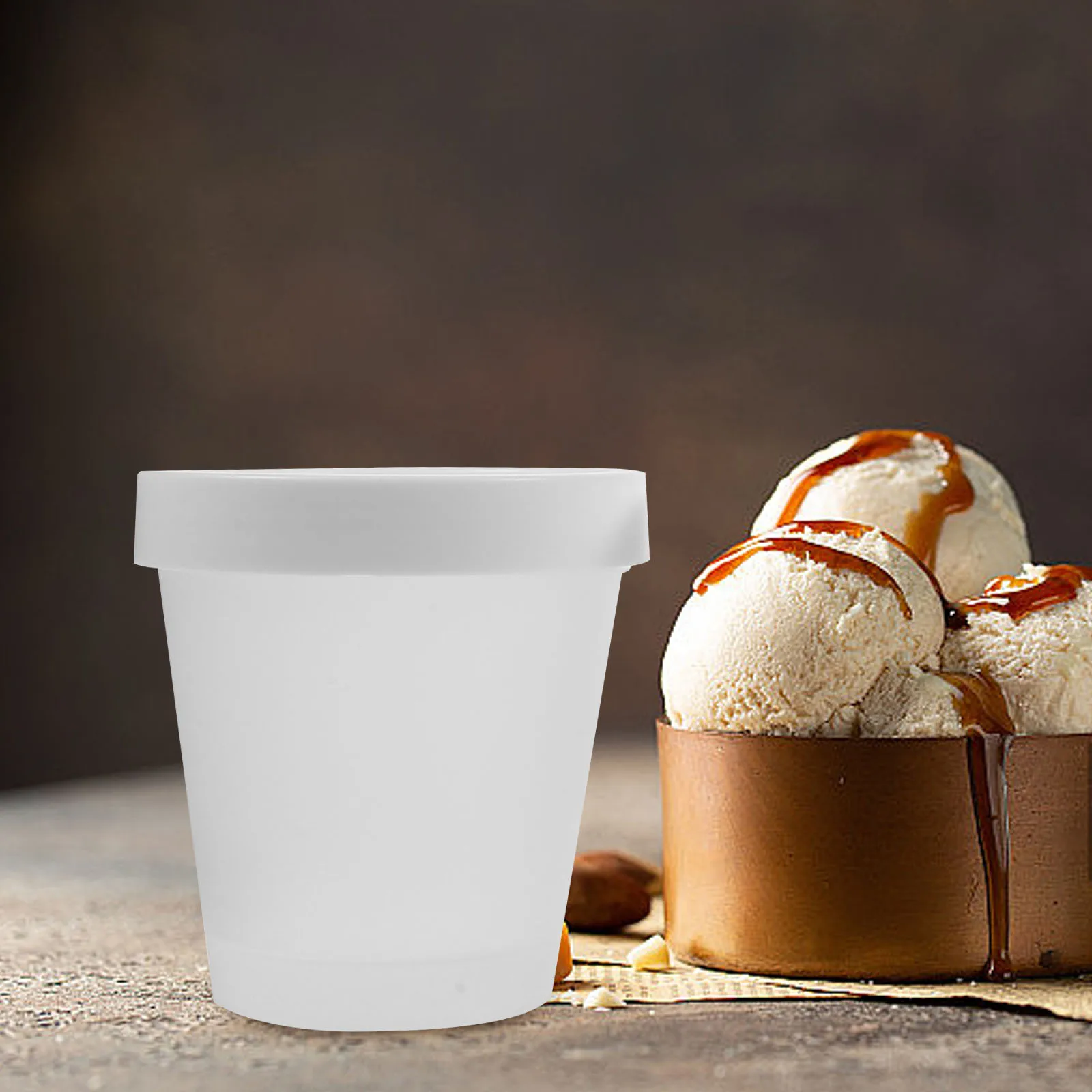 

6pcs Ice Cream Containers Storage Cups Freezer Fridge Reusable Plastic Boxes Homemade Dessert Keeper Lightweight for Cake