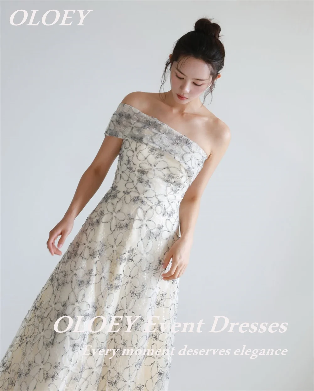 OLOEY Luxury Lace A Line Korea Wedding Snapshots Dresse Floor Length Sweetheart Neck Reception Gowns with Bolero Customized
