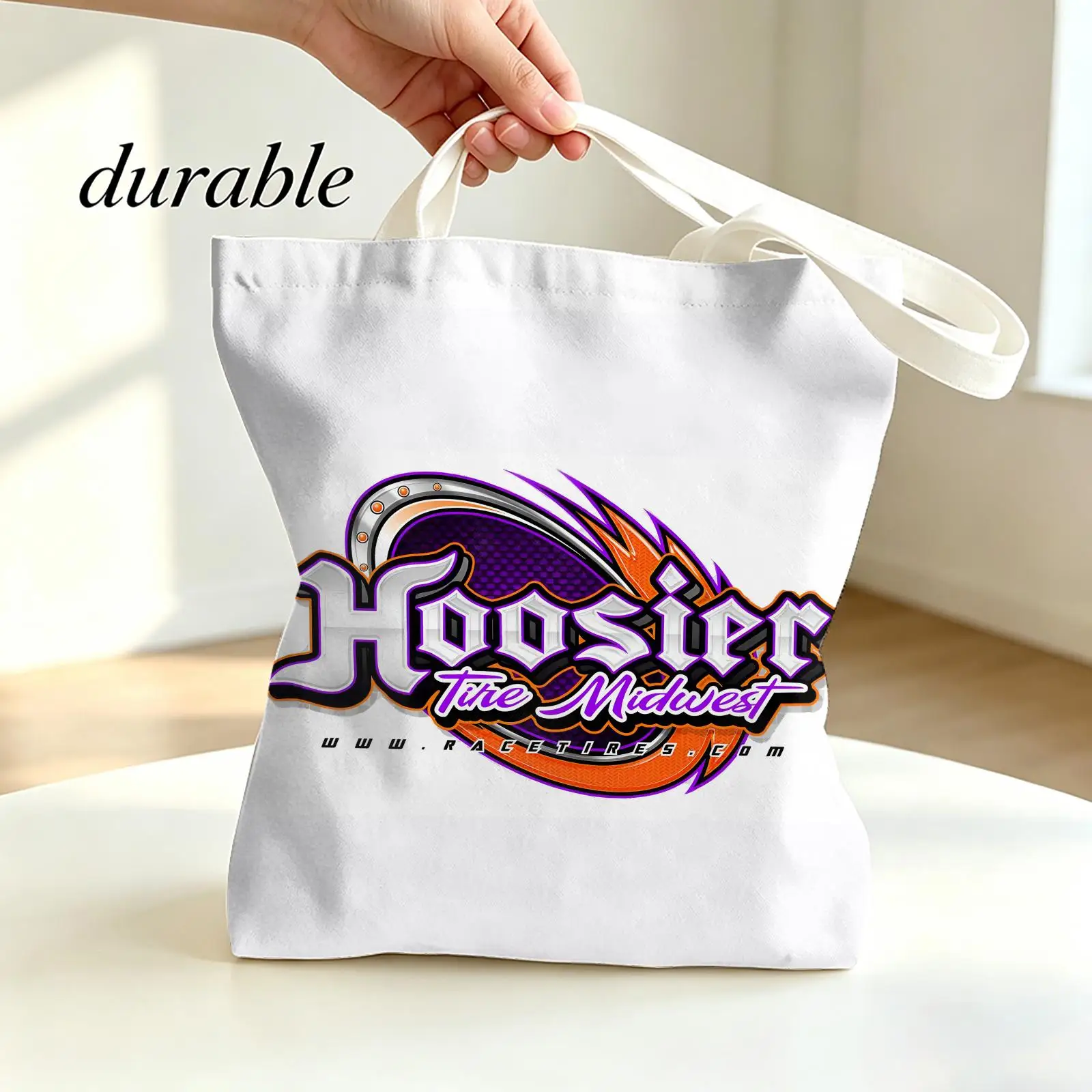 H-Hoosier Racing Storage Bags Canvas Tote Bag Double-Sided Print Lightweight Shoulder Travel Beach Bag Gift Eco
