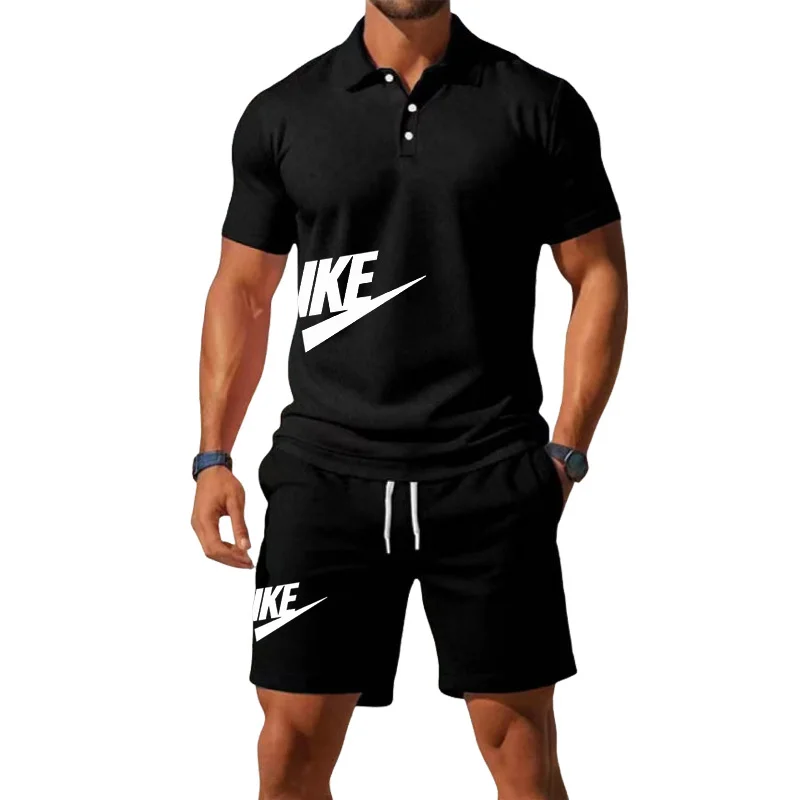 

Summer comfortable new men's casual outdoor fashion 2026 T-shirt sports shorts short sleeved two-piece set