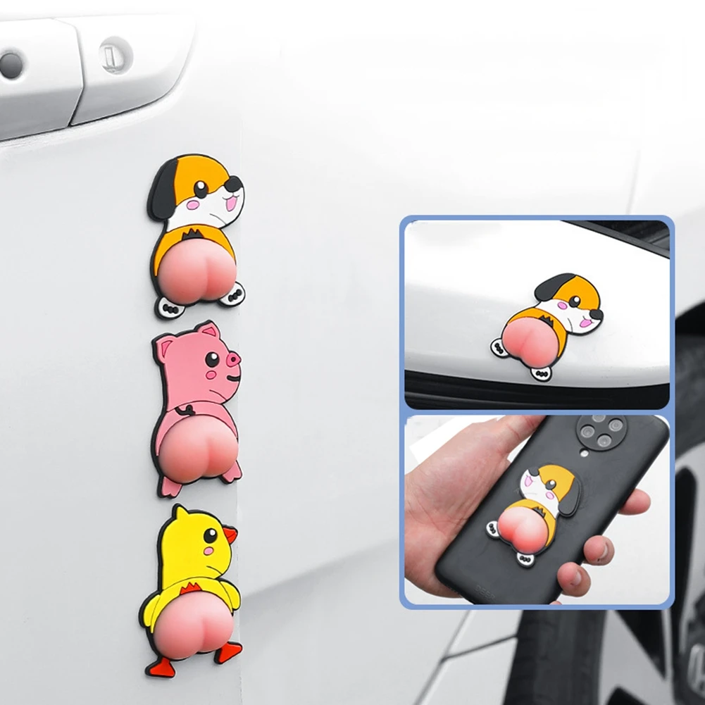 

2pcs Universal Cartoon Cute Butt Car Door Protector Sticker Edge Guard Anti-Collision Rearview Mirror Body Bumper Protection