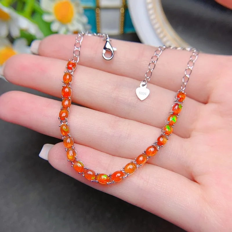 

100% Natural Orange Opal Bracelet 3x4mm Gemstone Bracelets for Women Premium Engagement Wedding Jewelry Gifts