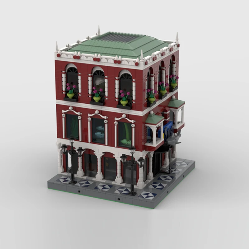 Модель City Street View MOC, строительные кирпичи, океанский аквариум, дворец, модульная технология, подарки, праздник, сборка, детские игрушки, костюм